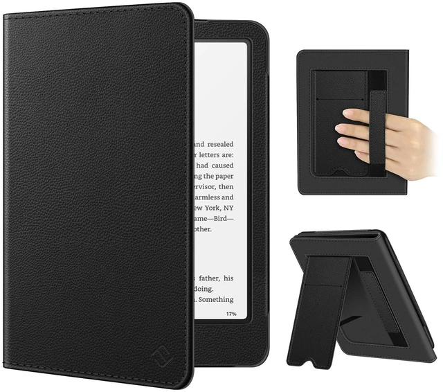 Main image of Case for 7"/6.8" Kindle Paperwhite 12th/11th Gen & Kindle Colorsoft | Foldable Kickstand, Card Slot, Hand Strap, Auto Sleep/Wake, PU Leather Stand Cover, for Paperwhite 2024/2021, Black