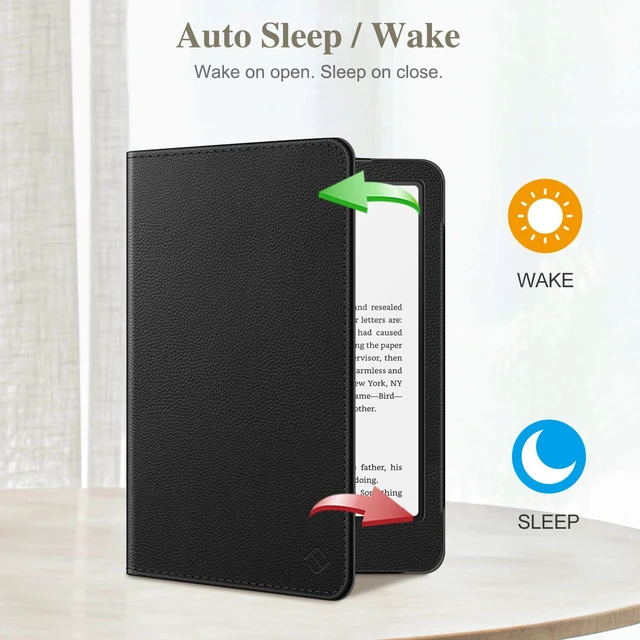 Alt view image 3 of 7 - Case for 7"/6.8" Kindle Paperwhite 12th/11th Gen & Kindle Colorsoft | Foldable Kickstand, Card Slot, Hand Strap, Auto Sleep/Wake, PU Leather Stand Cover, for Paperwhite 2024/2021, Black