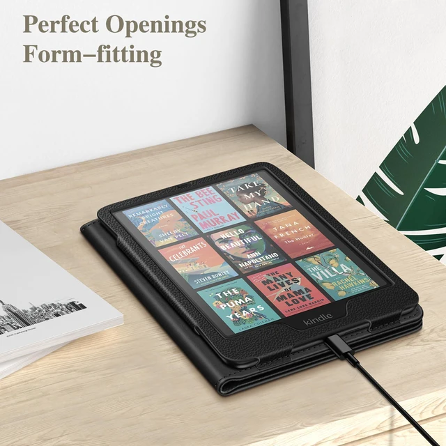 Alt view image 6 of 7 - Case for 7"/6.8" Kindle Paperwhite 12th/11th Gen & Kindle Colorsoft | Foldable Kickstand, Card Slot, Hand Strap, Auto Sleep/Wake, PU Leather Stand Cover, for Paperwhite 2024/2021, Black