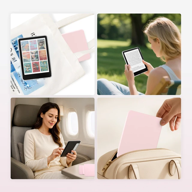 Alt view image 5 of 7 - Magnetic Case for 7'' Kindle Paperwhite 12th Gen 2024 & Colorsoft | Magnetic Detachable, Auto Wake/Sleep, Clear PC Case, Soft TPU Edge, Lightweight, For Bookish Travelers, Pink