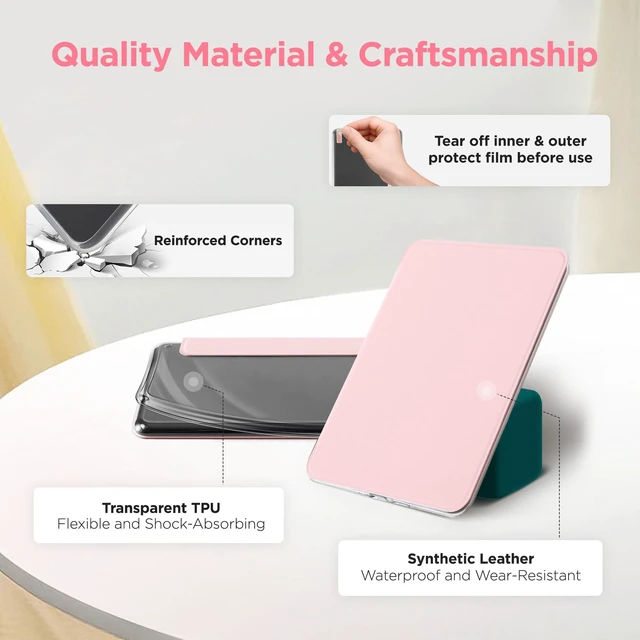 Alt view image 6 of 7 - Magnetic Case for 7'' Kindle Paperwhite 12th Gen 2024 & Colorsoft | Magnetic Detachable, Auto Wake/Sleep, Clear PC Case, Soft TPU Edge, Lightweight, For Bookish Travelers, Pink