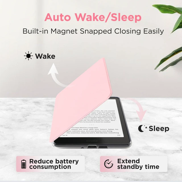 Alt view image 7 of 7 - Magnetic Case for 7'' Kindle Paperwhite 12th Gen 2024 & Colorsoft | Magnetic Detachable, Auto Wake/Sleep, Clear PC Case, Soft TPU Edge, Lightweight, For Bookish Travelers, Pink