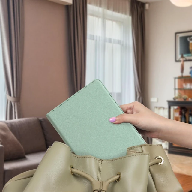 Alt view image 7 of 7 - Case with Stand for Kindle Paperwhite 12th Gen 2024 Released (7") & Kindle Colorsoft Signature Edition - Durable PU Leather Cover with Auto Sleep Wake, Card Slot, Hand Strap Feature, Sage Green