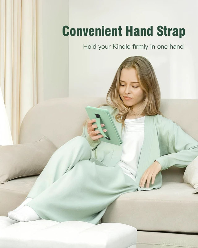 Alt view image 3 of 7 - Case for 6" Kindle (11th Generation-2024/2022 Release), Agave Green | Lightweight Shell Cover with Hand Strap, Auto Wake/Sleep