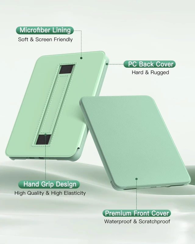 Alt view image 5 of 7 - Case for 6" Kindle (11th Generation-2024/2022 Release), Agave Green | Lightweight Shell Cover with Hand Strap, Auto Wake/Sleep