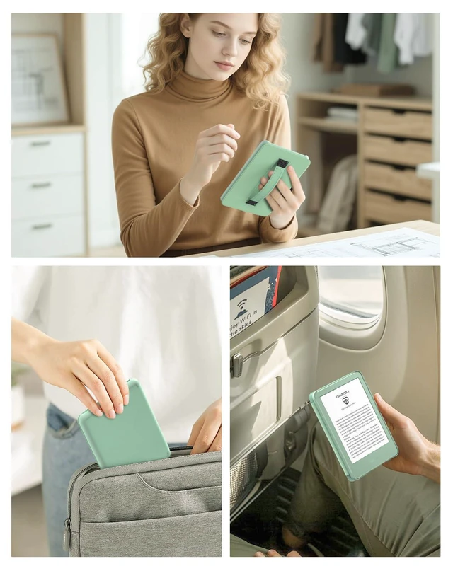 Alt view image 7 of 7 - Case for 6" Kindle (11th Generation-2024/2022 Release), Agave Green | Lightweight Shell Cover with Hand Strap, Auto Wake/Sleep