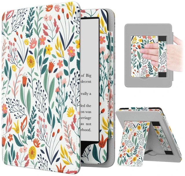 Main image of Case for 7"/6.8" Kindle Paperwhite 12th/11th Gen & Kindle Colorsoft | for Signature Edition (2024), Slim PU Shell Cover with Auto-Wake/Sleep, Flowers