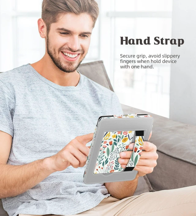 Alt view image 7 of 7 - Case for 7"/6.8" Kindle Paperwhite 12th/11th Gen & Kindle Colorsoft | for Signature Edition (2024), Slim PU Shell Cover with Auto-Wake/Sleep, Flowers