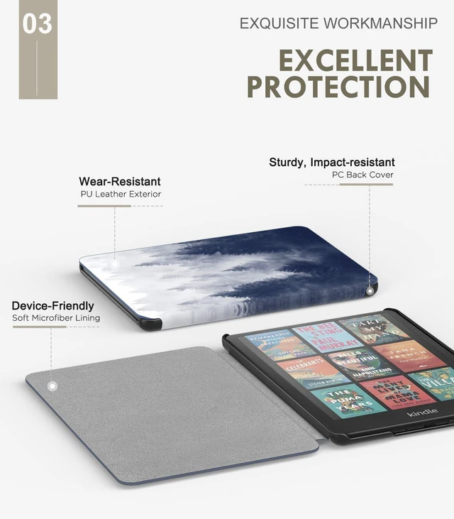 Alt view image 4 of 7 - Case for 7" Kindle Paperwhite 12th Gen 2024/Colorsoft,Gray Forest | Lightweight Slim, Leather PU, Protective Shell Cover, Auto Wake/Sleep, for Kindle Colorsoft 1st Generation 2025/2026