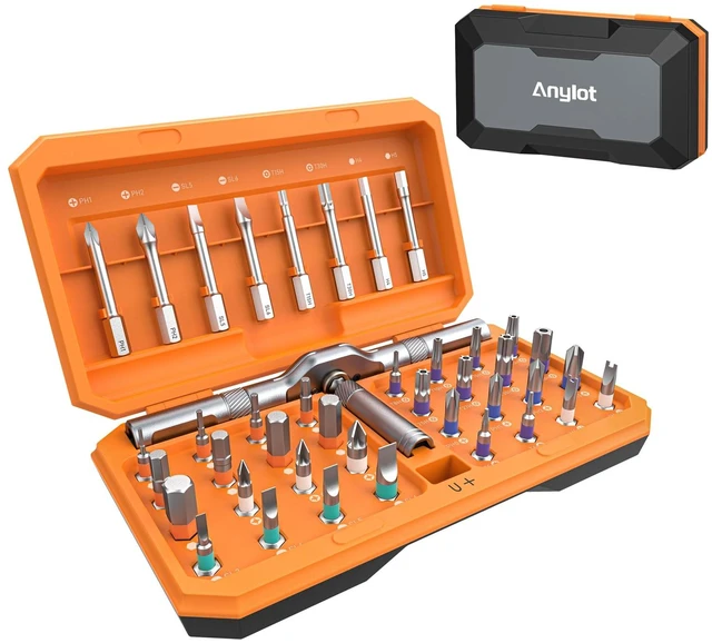 Main image of 42 in 1 Magnetic Screwdriver Set, Ratchet Screwdriver Set with Case. | S2 Steel Bits, T Handle Ratchet Screwdriver for Electronics and DIY, Great Christmas Gift for Men & DIY Lovers (Orange)