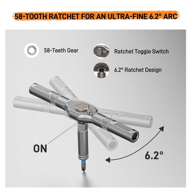 Alt view image 3 of 7 - 42 in 1 Magnetic Screwdriver Set, Ratchet Screwdriver Set with Case. | S2 Steel Bits, T Handle Ratchet Screwdriver for Electronics and DIY, Great Christmas Gift for Men & DIY Lovers (Orange)