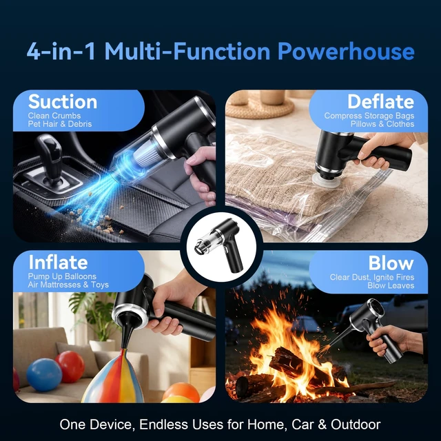 Alt view image 6 of 7 - Handheld Cordless Vacuum Cleaner,8000PA Suction 4 Modes Portable Car Vacuum,4000mAh Rechargeable Battery,3 Filters,7-in-1 Kit for Home Office Car Pet, Black