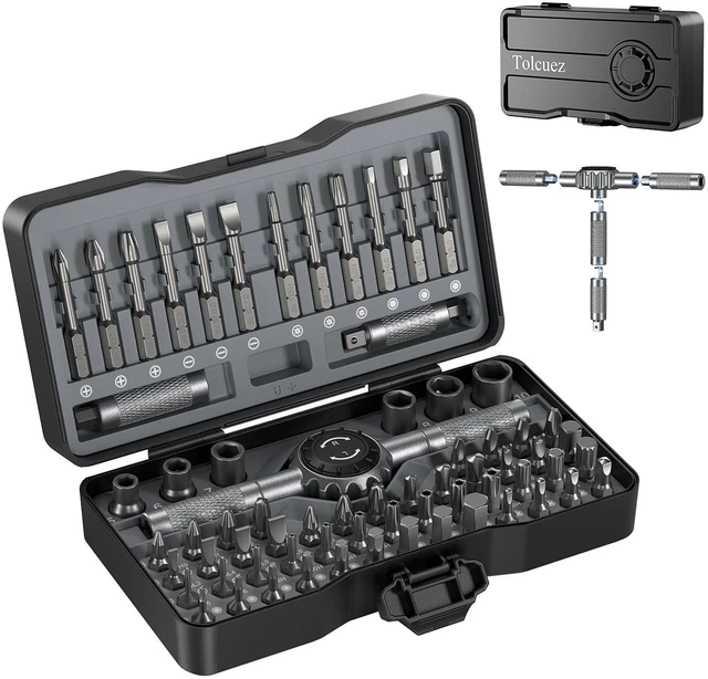 Main image of 69 in 1 Magnetic Screwdriver Set with 4 Handles, Ratcheting Screwdriver Set, S2 Steel Bits, Precision & T-Handle, Multi Bit Tool Kit for Home, Auto, Repair, Furniture