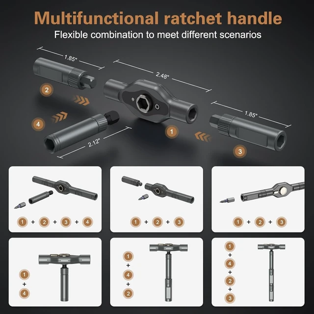 Alt view image 6 of 7 - Ratchet Magetic Screwdriver Set: S2 Steel Precision Screwdriver Set - Removable Self Assembly Screwdriver Kit for Furniture Assembly and Repair - Gift for DIYer