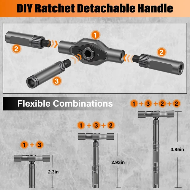 Alt view image 5 of 7 - Ratchet Allen Wrench Set, Mini Ratchet Set, 24 in 1 Magnetic Screwdriver Sets Multi Bit Ratcheting Screwdriver Set with Storage Case S2 Steel Bits Suitable for Furniture Assembly