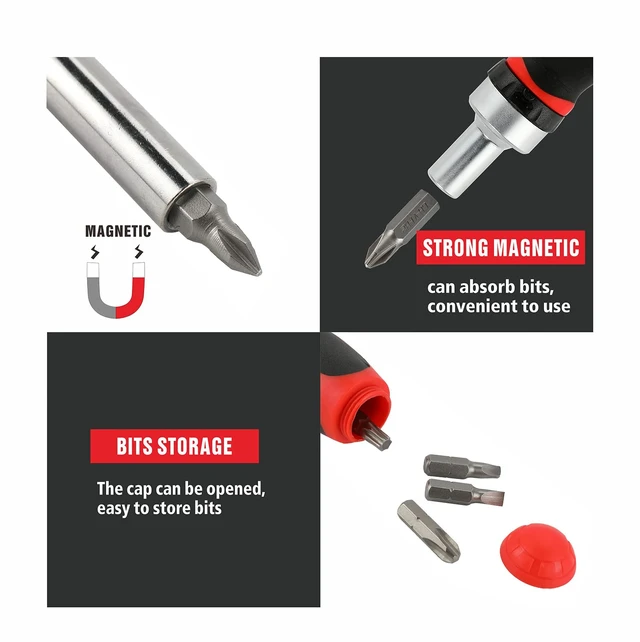 Alt view image 3 of 7 - 38-Piece Ratcheting Screwdriver Sets nut Driver Set Magnetic Torx Slotted Phillips Square Muti Screwdriver Bits Sockets Set T-Handle Rachet Tools Set Basic Tool Kit for Home Repair Dorm Mechanics