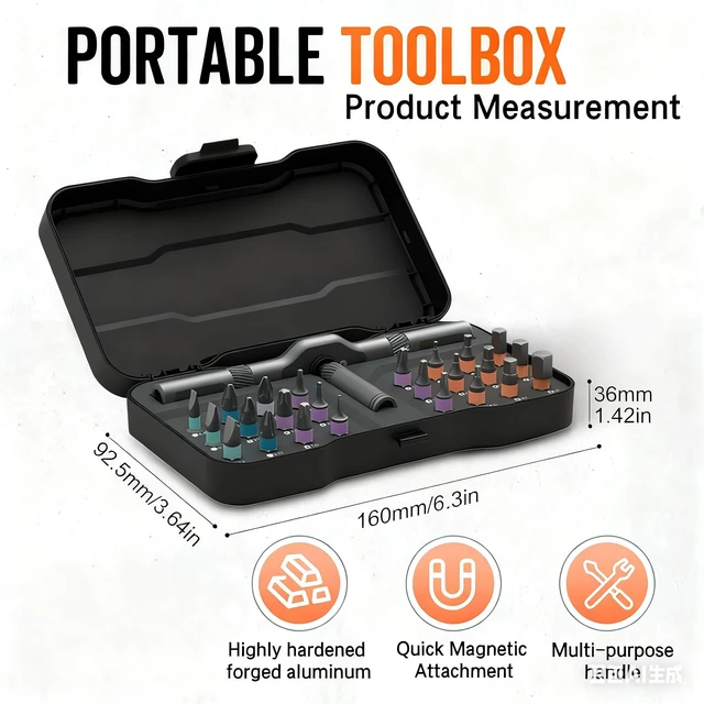 Alt view image 2 of 7 - 24 in 1 Magnetic Screwdriver Set, Multifunctional Screwdriver Tools, DIY Ratchet Screwdriver Set with Detachable Ratchet Handle&Storage Case Portable Repair Tool Kit for DIY, Laptops, Bicycles