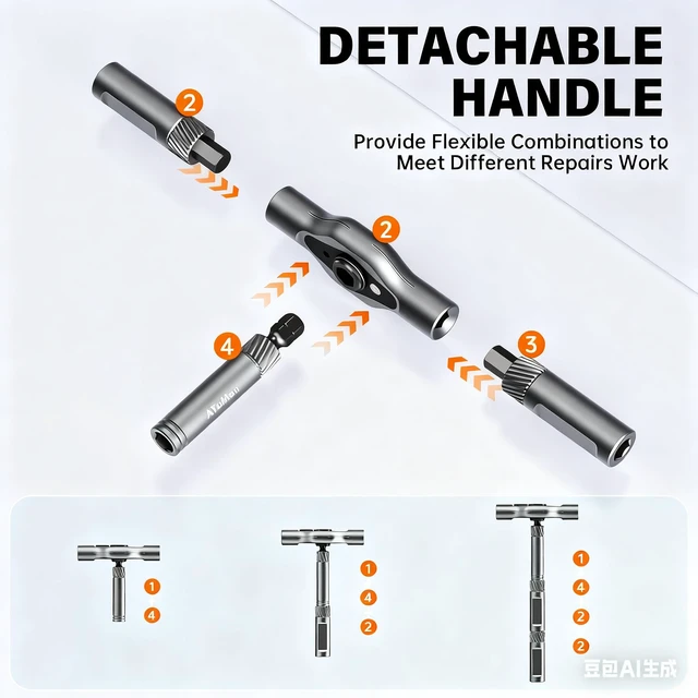 Alt view image 4 of 7 - 24 in 1 Magnetic Screwdriver Set, Multifunctional Screwdriver Tools, DIY Ratchet Screwdriver Set with Detachable Ratchet Handle&Storage Case Portable Repair Tool Kit for DIY, Laptops, Bicycles