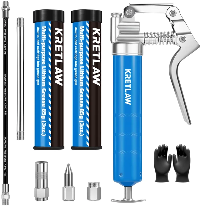 Main image of Mini Grease Gun (3000PSI) with Double 3oz Cartridge Grease and 12'' Flex Hose, Reinforced Coupler for Automotive,Marine