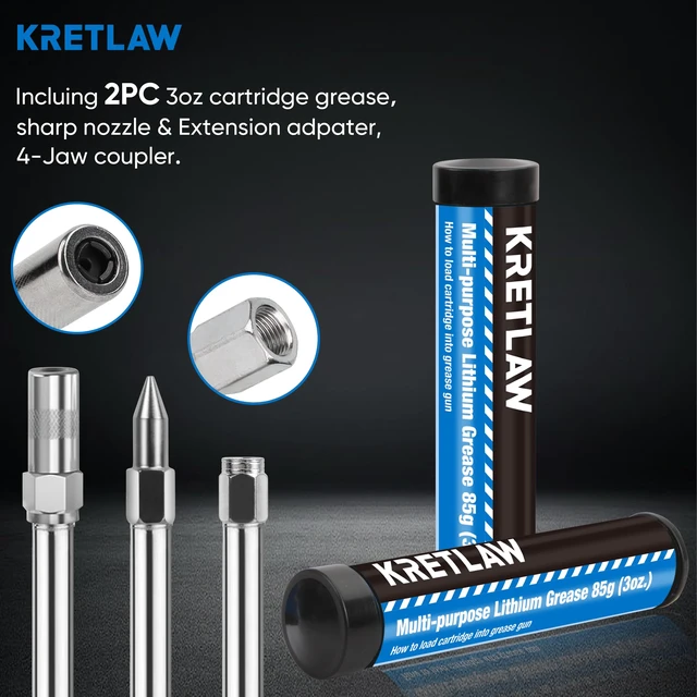 Alt view image 4 of 7 - Mini Grease Gun (3000PSI) with Double 3oz Cartridge Grease and 12'' Flex Hose, Reinforced Coupler for Automotive,Marine