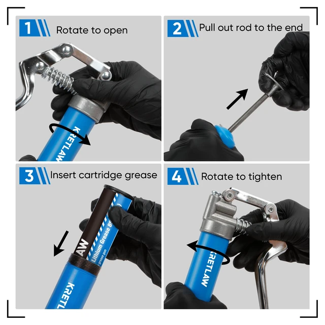 Alt view image 7 of 7 - Mini Grease Gun (3000PSI) with Double 3oz Cartridge Grease and 12'' Flex Hose, Reinforced Coupler for Automotive,Marine