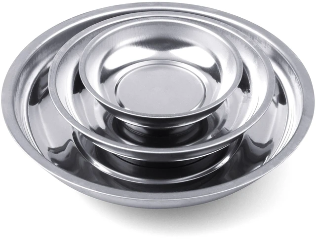 Main image of Magnetic Tray | 3-Piece | Round Magnetic Parts Tray | 3 Inch 4 Inch 6 Inch Magnetic Tray for Mechanic's | Stainless Steel