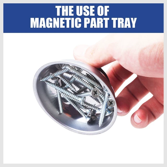 Alt view image 7 of 7 - Magnetic Tray | 3-Piece | Round Magnetic Parts Tray | 3 Inch 4 Inch 6 Inch Magnetic Tray for Mechanic's | Stainless Steel