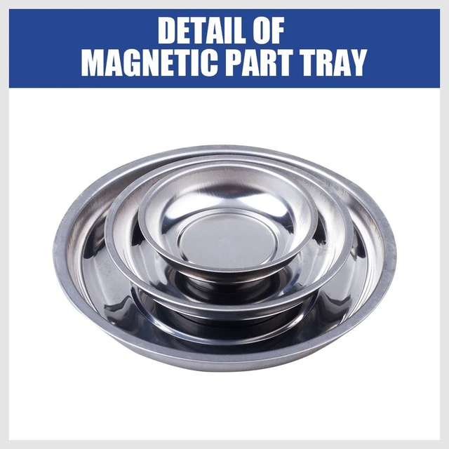 Alt view image 5 of 7 - Magnetic Tray | 3-Piece | Round Magnetic Parts Tray | 3 Inch 4 Inch 6 Inch Magnetic Tray for Mechanic's | Stainless Steel