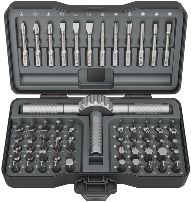 Main image of Magnetic Screwdriver Set, 67-in-1 Ratcheting Screwdriver Set | with Detachable T Handle, 5° Swing Angle & Durable S2 Steel Bits for Furniture, Bikes, Electronics & Home Repairs