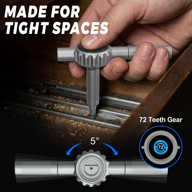 Alt view image 2 of 7 - Magnetic Screwdriver Set, 67-in-1 Ratcheting Screwdriver Set | with Detachable T Handle, 5° Swing Angle & Durable S2 Steel Bits for Furniture, Bikes, Electronics & Home Repairs