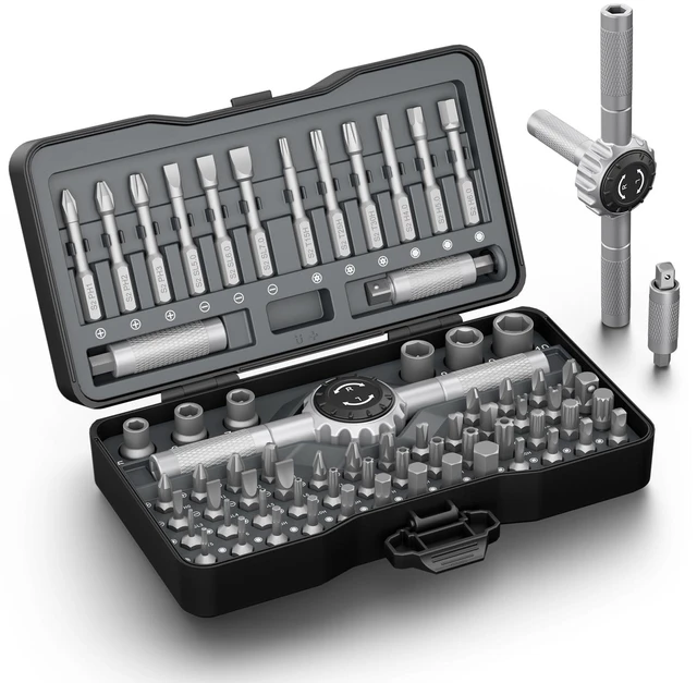 Main image of 71 in 1 T-Handle Ratchet Screwdriver Set, Magnetic Screwdriver Set | S2 Steel Bits & Sockets, 72-Tooth, 4 Extension Rods, Ratcheting Screwdriver for Home Repair, Assembly, Bicycle, Auto, DIY