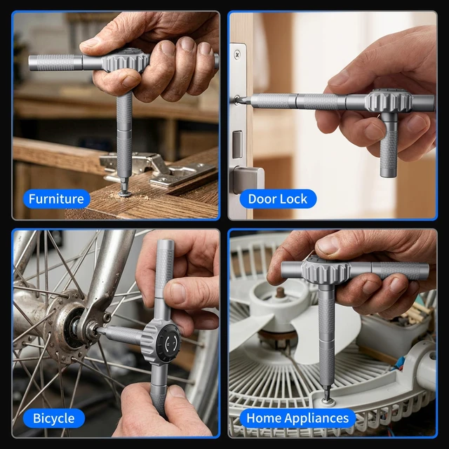 Alt view image 6 of 7 - 71 in 1 T-Handle Ratchet Screwdriver Set, Magnetic Screwdriver Set | S2 Steel Bits & Sockets, 72-Tooth, 4 Extension Rods, Ratcheting Screwdriver for Home Repair, Assembly, Bicycle, Auto, DIY