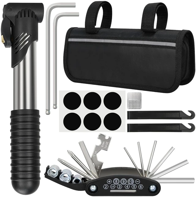 Main image of Bike Repair Kit, Bike Bag With Tire Pump, Bike Multitool, Allen Wrenches | for Mountain Bike and Road Bike