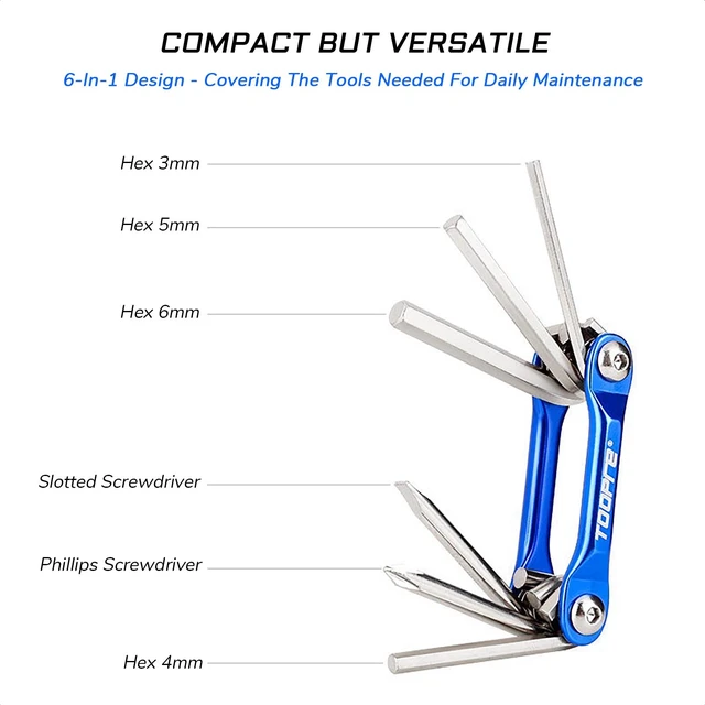 Alt view image 3 of 7 - Bike Multi-Tool Mini Multitool Kit | 6 in 1 Lightweight Stainless Steel Tool With 3/4/5/6mm Hex Key and Phillips Screwdriver for Mountain Bicycle Road Bike MTB