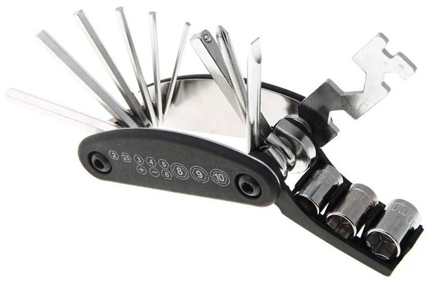 Main image of Motorcycle Bike Mechanic Repair Tool Kit with 16 In 1 Multi-Function Allen Key Multi Hex Wrench Screwdriver for Home Outdoor Travel Camping Sport Bicycle Cycling