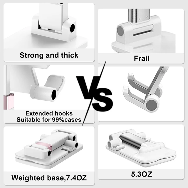 Alt view image 3 of 7 - Cell Phone Stand Cute Mobile Holder For iPhone Desk Office Accessories | for thick cases; Under 12" Tablets, e-readers; Folds flat; Anti-slip; Weighted base