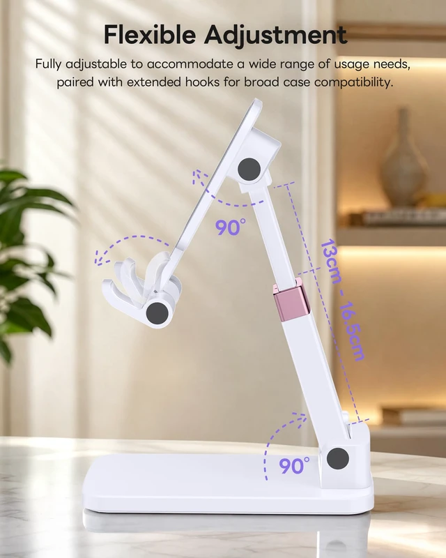 Alt view image 6 of 7 - Cell Phone Stand Cute Mobile Holder For iPhone Desk Office Accessories | for thick cases; Under 12" Tablets, e-readers; Folds flat; Anti-slip; Weighted base
