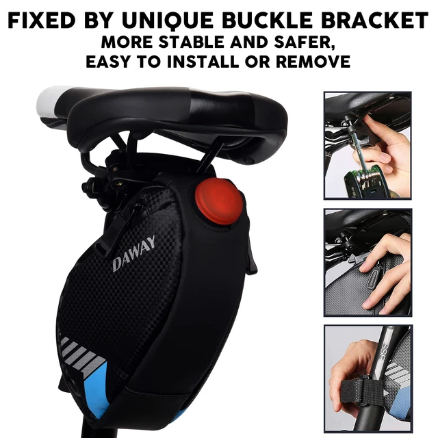 Alt view image 4 of 7 - A36 Bike Repair Kit with Taillight - Waterproof Bicycle Saddle Bag, 16-in-1 Multi-Tool, Glueless Tire Tube Patches & Tire Levers, Complete Under-Seat Pack for Cyclists