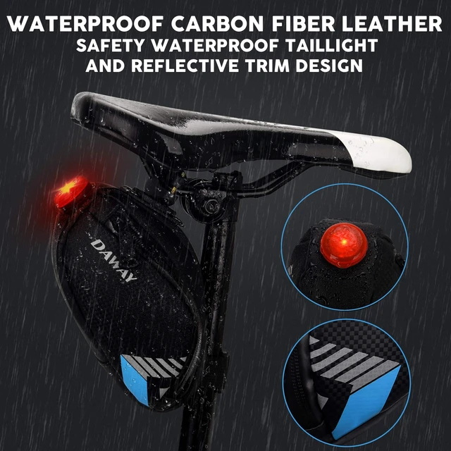 Alt view image 3 of 7 - A36 Bike Repair Kit with Taillight - Waterproof Bicycle Saddle Bag, 16-in-1 Multi-Tool, Glueless Tire Tube Patches & Tire Levers, Complete Under-Seat Pack for Cyclists