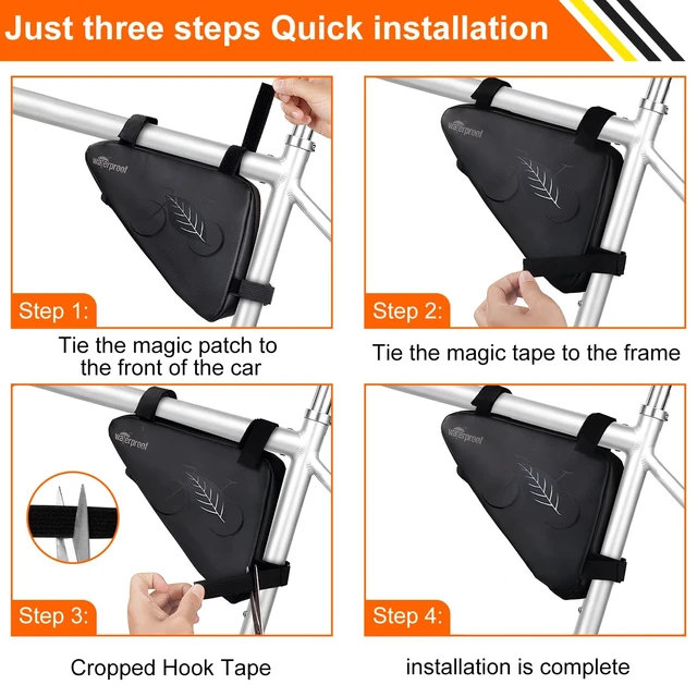 Alt view image 4 of 7 - Bicycle Frame Repair Bag with Tire Patch and Inflate Pump - Portable Travel Emergency Tool Kit, Bike Accessories for Adult Bikes with IPX4 Waterproof