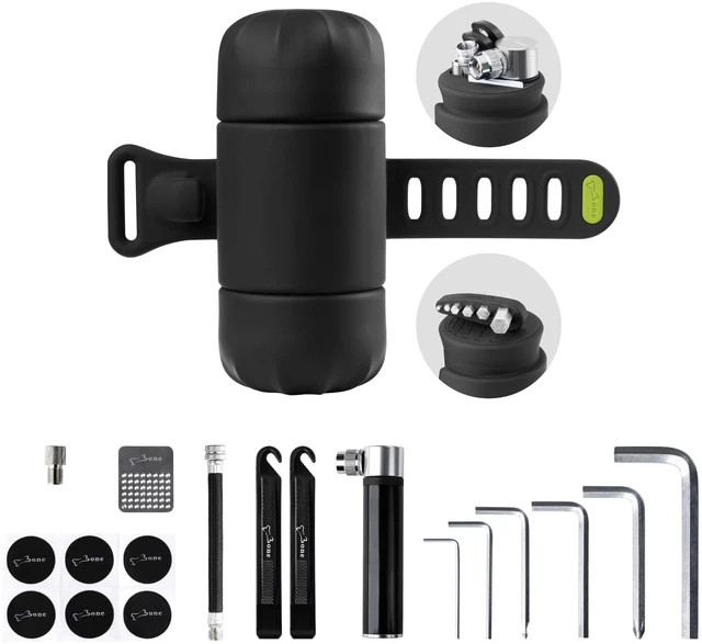 Main image of Bike Portable Tool Kit, 14-in-1 Bicycle Repair Capsule for Cycling | Compact & Easy Setup, Scratch-Free & Waterproof Silicone Tool Bag with Tire Lever, Mini Pump & Wrench for Emergency Repairs