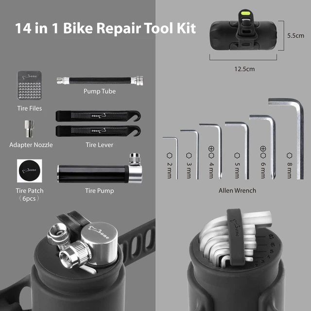 Alt view image 2 of 6 - Bike Portable Tool Kit, 14-in-1 Bicycle Repair Capsule for Cycling | Compact & Easy Setup, Scratch-Free & Waterproof Silicone Tool Bag with Tire Lever, Mini Pump & Wrench for Emergency Repairs