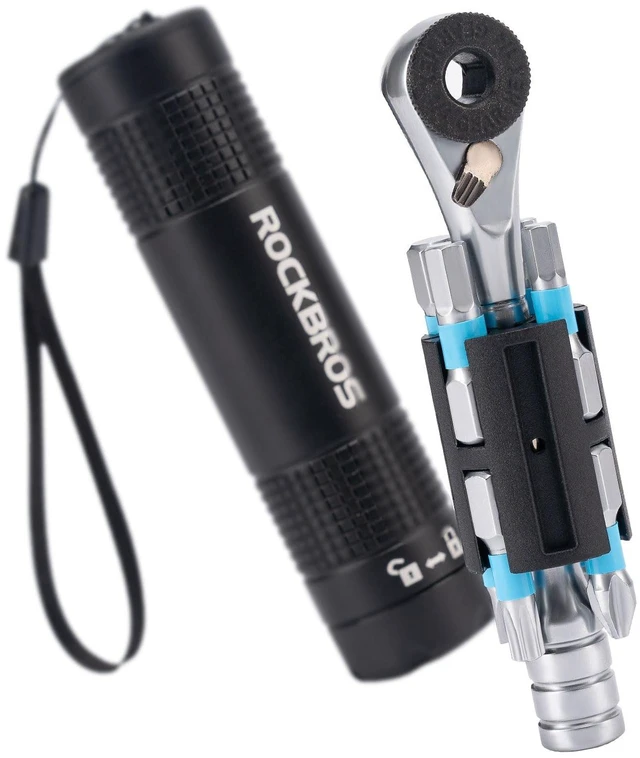 Main image of Bike Repair Tool Kit, Portable 72-Tooth Ratchet Set with 8 S2 Bits | 72-tooth two-way ratchet, 8 S2 hex, Torx, Phillips and slotted bits, magnetic holder and aluminum tube for portable repairs.