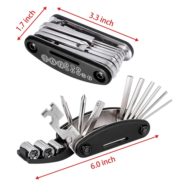 Alt view image 2 of 7 - Multi-Function Bike Cycling Mechanic Repair Kit with 3pc Tire Lever 5pc Tyre Patches Tire Rasp Work Bag