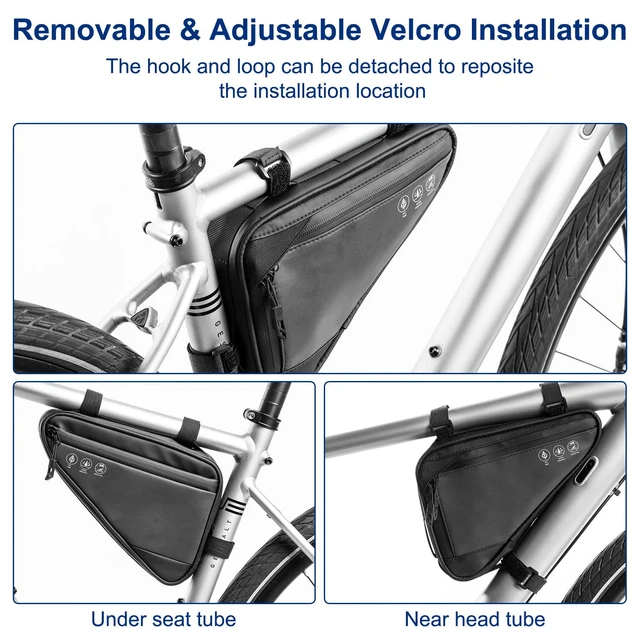 Alt view image 2 of 7 - 2L Bike Frame Storage Bag with Water Resistant Reflective ,Bike Tire Repair Tool Kit,Mini Bike Pump,16 in 1 Multitool & Bicycle Tyre Lever Patch Repair Tool Accessories Set for Mountain Road Bike, MTB