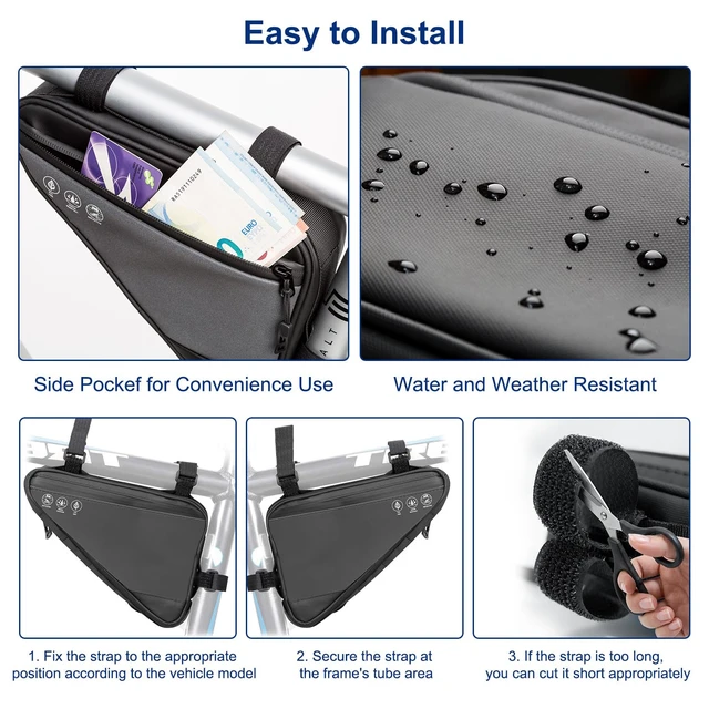Alt view image 7 of 7 - 2L Bike Frame Storage Bag with Water Resistant Reflective ,Bike Tire Repair Tool Kit,Mini Bike Pump,16 in 1 Multitool & Bicycle Tyre Lever Patch Repair Tool Accessories Set for Mountain Road Bike, MTB