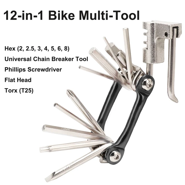Alt view image 2 of 7 - Multi-Tool for Road and Mountain Bikes | Bike Repair Tool for Road and Mountain Bikes, Chain Breaker, Bike Multitool, Tire Repair Kit with 12 Precision Tools