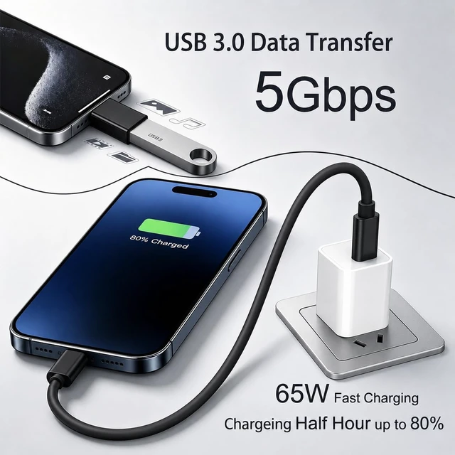 Alt view image 3 of 6 - USB Adapter Kit With USB C 3.0 OTG USB to USB C AdapterUSB C to iOS, Micro USB to USB C AdapterMulti 1FT USB C Charging Cable Kit (6 in 1) with Card Storage, Eject Pin, Esp. For Travel (Black)