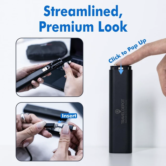 Alt view image 5 of 7 - USB C Adapter Kit, 3 Adapters, 60W USB C Cable, Black | USB-A, Micro USB & Lightning to USB-C Adapters, Charging & Data Transfer, SIM Eject Tool & Storage Case