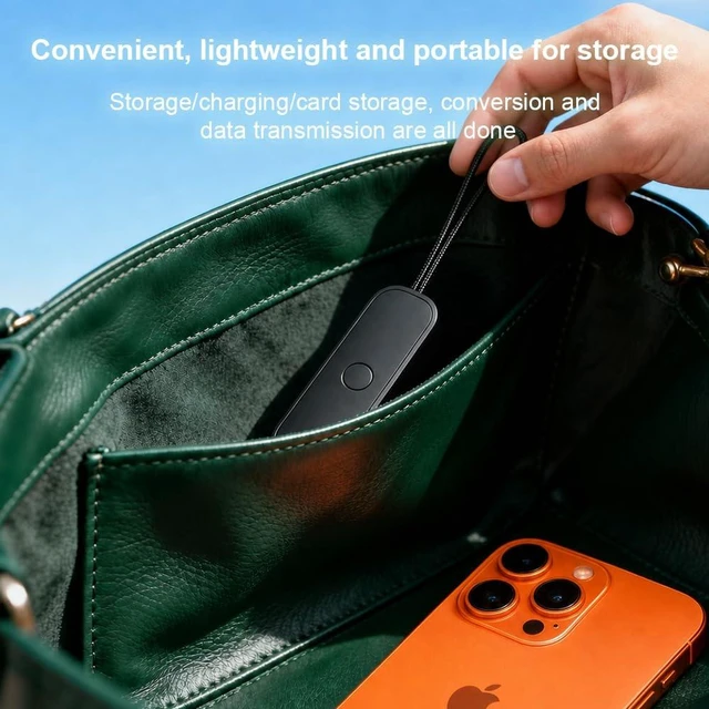Alt view image 6 of 7 - Fast Charging USB Adapter Kit, USB-C to USB-C Cable with USB-A, USB-C & Lightning Adapters, SIM Card Eject Tool, Data Transfer Travel Organizer Box